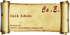 Csik Edvin névjegykártya
